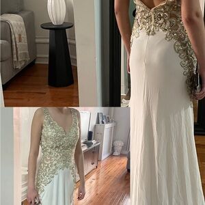 Elegant Gold and Cream Evening Gown